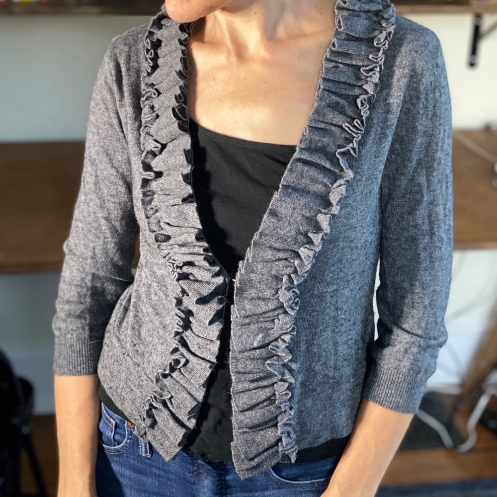 Anthropologie Tabitha Gray Ruffle Sweater.